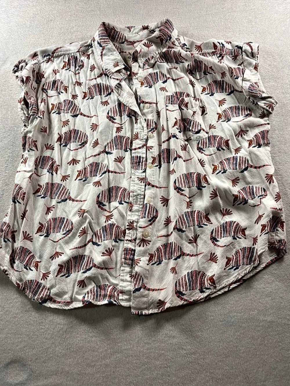 Cotton RYE Outfitters What Armadillo Camp Shirt White & Blue Small